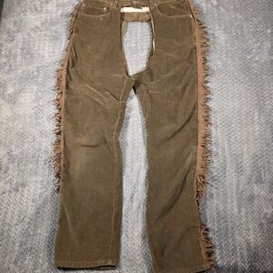 Vintage Levi's Men's Custom Made Corduroy Chaps Brown 33x30 Western Ranchwear